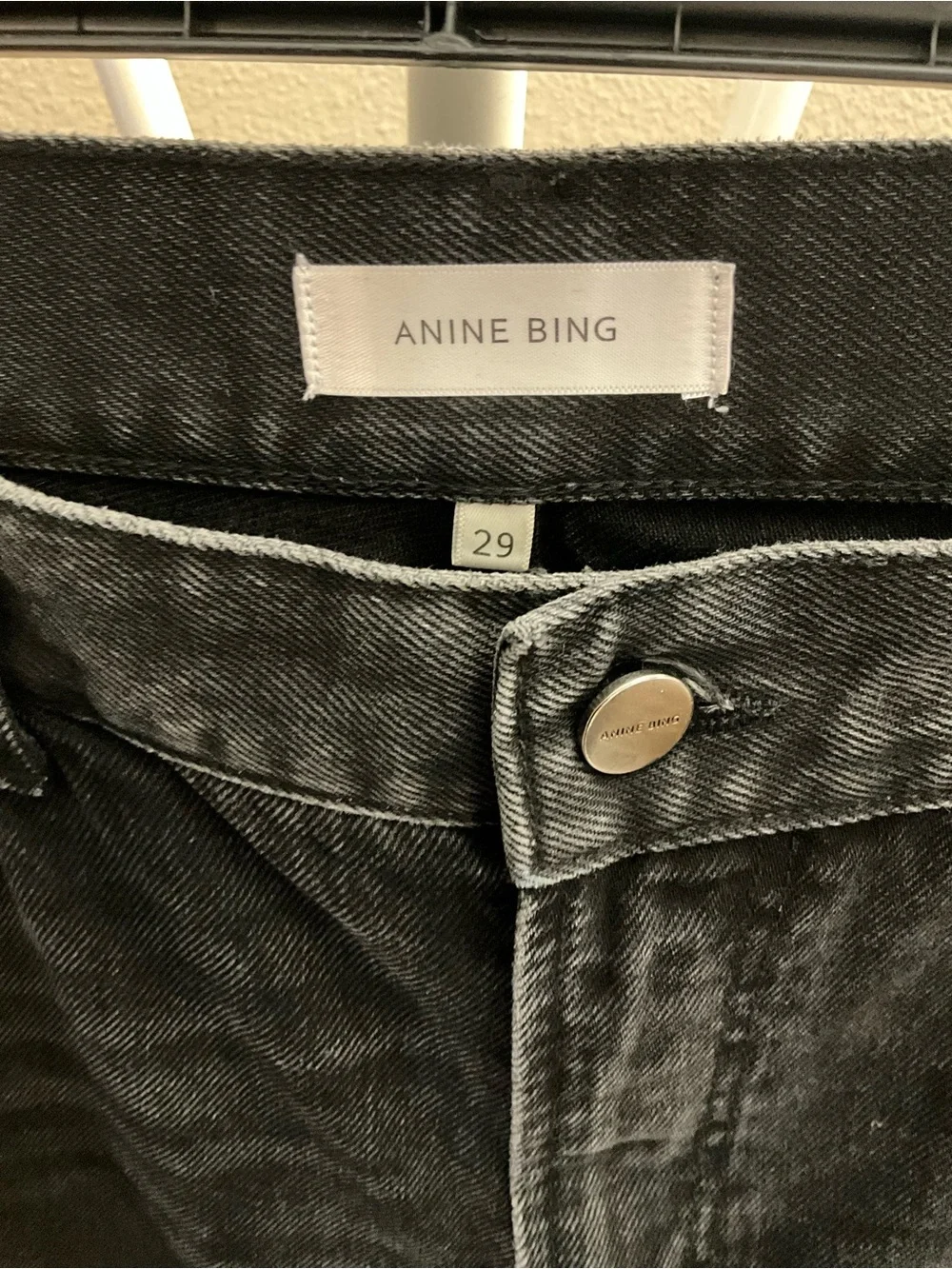 Anine Bing Black Distressed Straight leg Jeans